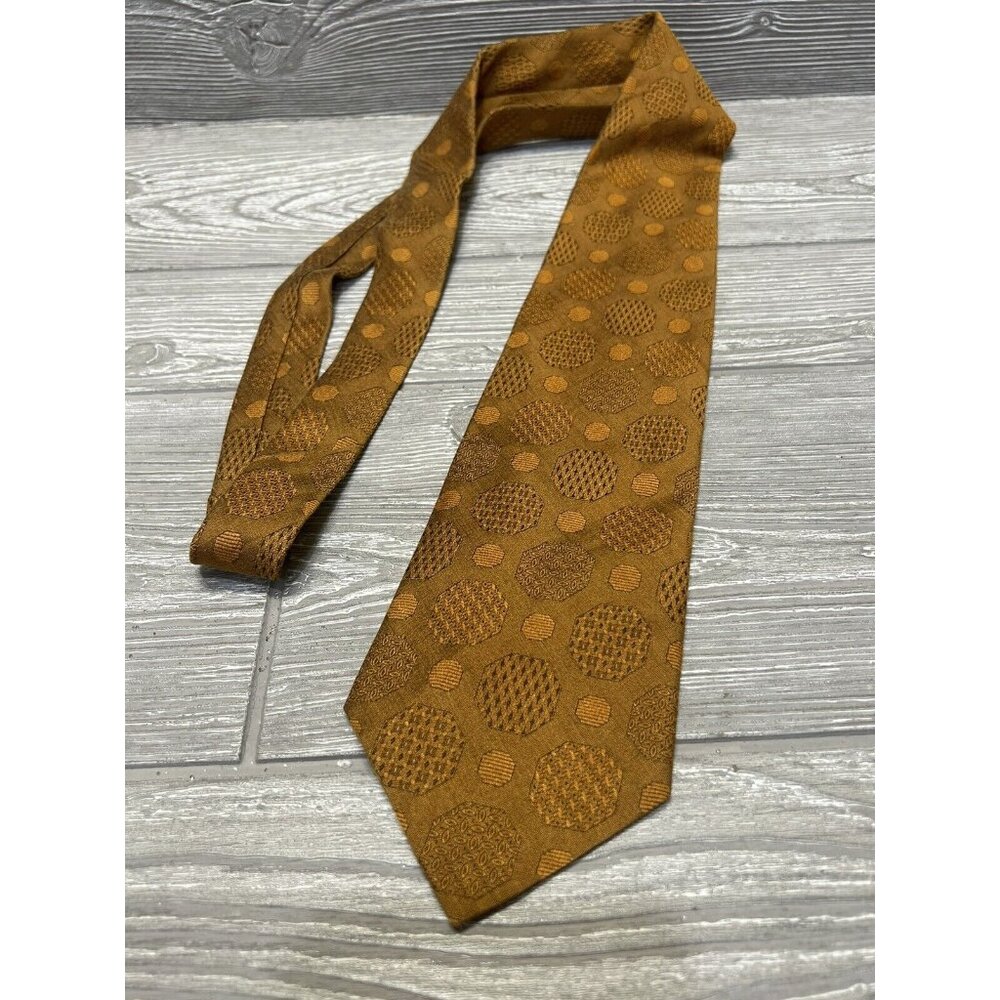 Vintage Chaleen by Superba Skinny Neck Tie Golden Brown Retro Style READ